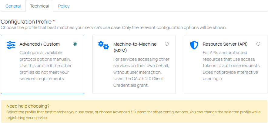 Configuration Profile selector