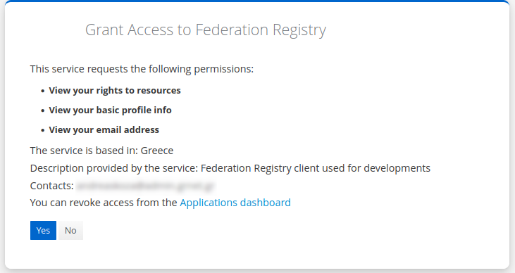 Authentication consent page